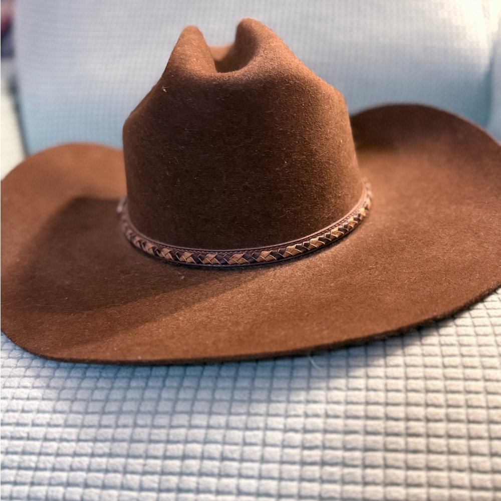 Justin Boots Brown Cowboy Hat with Braided Band - Picture 8 of 9